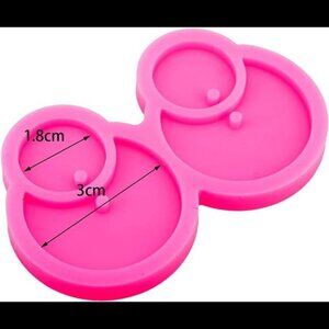 1 PC Glossy Shiny Circle Round Shape Earring Keychain Silicone Mold with Hole fo